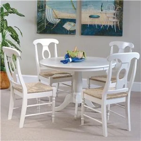 5-Piece Table and Side Chairs with White Finish